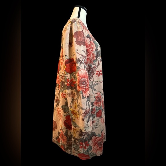 Solitaire Faux Suede Floral Jacket in Blush Pink and Red - Picture 5 of 7